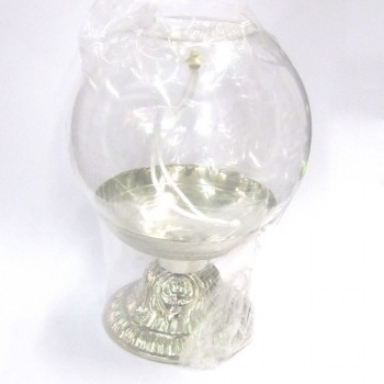 Lampada da Altare in Vetro con Base color Argento