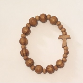 BRACCIALETTI - Braccialetto Rosario Tau Legno elastico da...