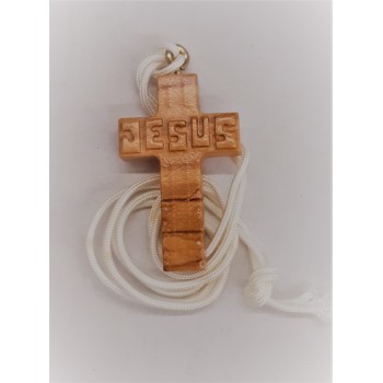 Croce in Ulivo Scritta Jesus a Rilievo