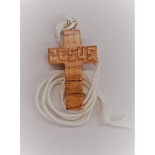 Croce in Ulivo Scritta Jesus a Rilievo