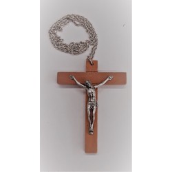 CROCE - Corpo Metallo e Catenina Legno 9cm