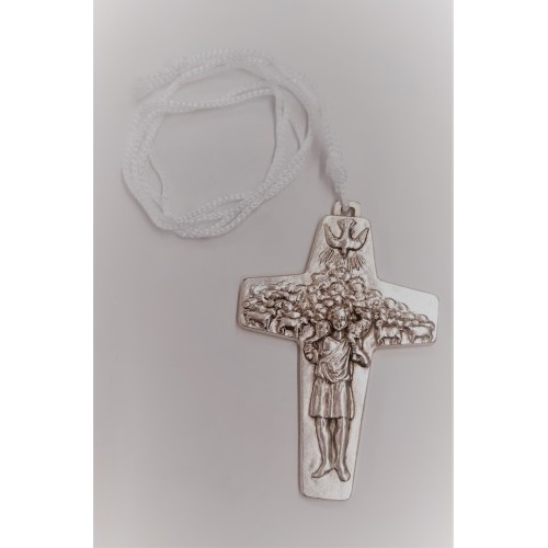 Croce metallo Buon Pastore Papa Francesco 7cm
