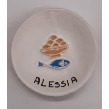 COMUNIONE - Piattino ceramica cm 10 con nome Ricordo 2