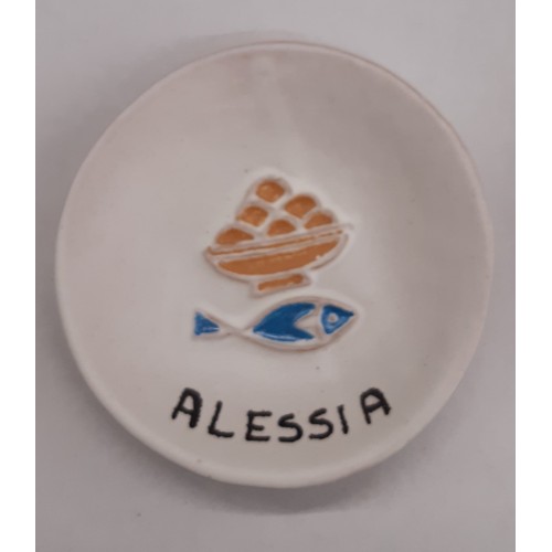 COMUNIONE - Piattino ceramica cm 10 con nome Ricordo