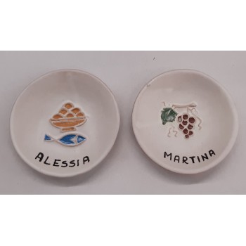 COMUNIONE - Piattino ceramica cm 10 con nome Ricordo