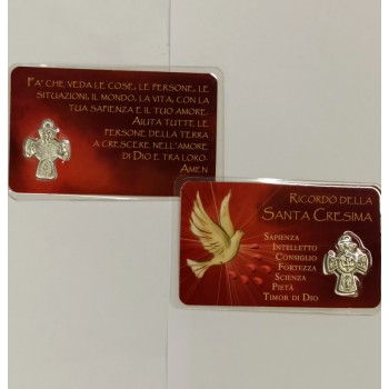CRESIMA - Blister Croce  con Preghiera e Doni S. S.