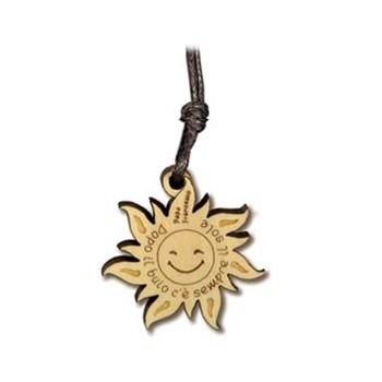 CIONDOLO ULIVO Collana Sole legno "Dopo il buio c'è...