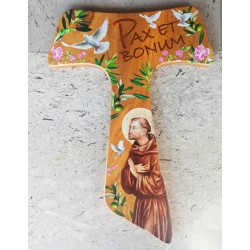 Croce Tau San Francesco Decori In Rilievo da Muro 40cm