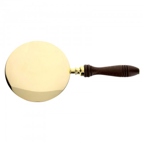 Patena Ottone Dorato con Manico Legno