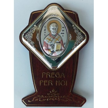 Quadretto da Appoggio Legno Argento San Nicola