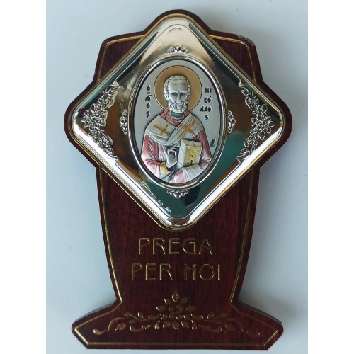 Quadretto da Appoggio Legno Argento San Nicola