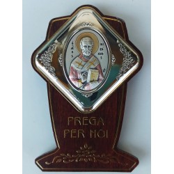 Quadretto da Appoggio Legno Argento San Nicola