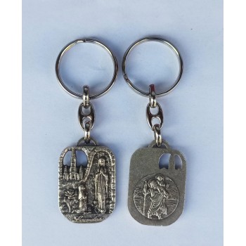 PORTACHIAVI - Lourdes/San Cristoforo Metallo 4.1x2.2 cm a...