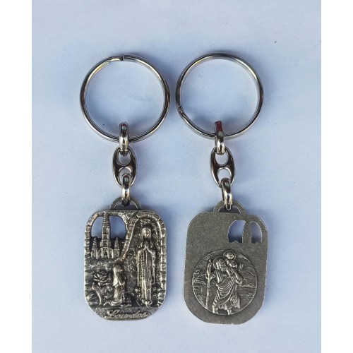PORTACHIAVI - Lourdes/San Cristoforo Metallo 4.1x2.2 cm a partire da 1.00 euro