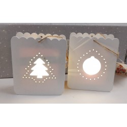 NATALE - Lanterna Legno Bianco Luminosa