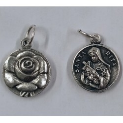 MEDAGLIA SANTA RITA TONDA METALLO A RILIEVO