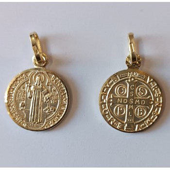 Medaglia San Benedetto in Argento Dorato Tondo Piccolo