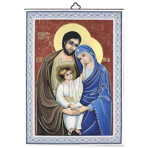 Iconetta con Cornice Azzurra Sacra Famiglia 14x10