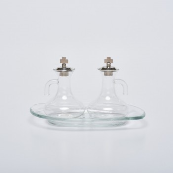 Servizio Ampolline in Vetro e Tappi Nichelati Argentati