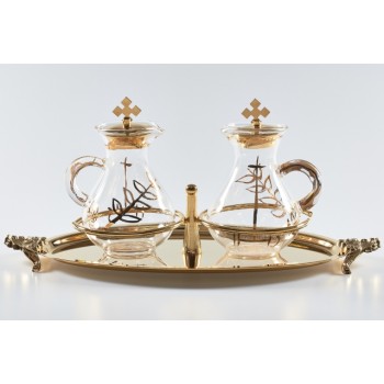 Servizio di Ampolline con Decorazione oro e Vassoio in...