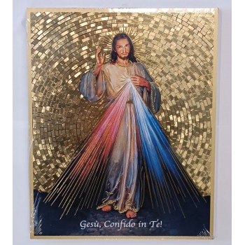 TAVOLETTE - Tavola Fondo Dorato Gesù Misericordioso 20x25cm