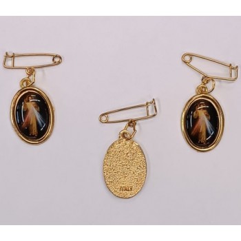 Medaglietta Spilla Dorata con Ovale Resinato Gesù...