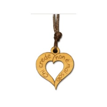 CIONDOLO ULIVO Cuore da Collo in Legno Inciso