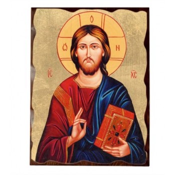 Icona Gesù Legno Massello e Foglia Oro - Gesù  cm31x42 e...