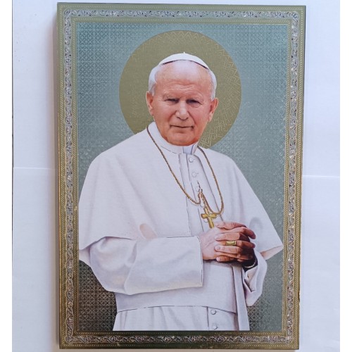 Tavola Legno in Offerta Fondo Argentato San Giovanni Paolo II 29,9x21 cm