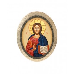 Quadretto Ovale Bombato in Polimero "Cristo Pantocratore" - 25 x 20 cm