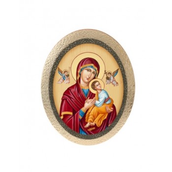 Quadretto Ovale Bombato in Polimero Madonna - 25 x 20 cm