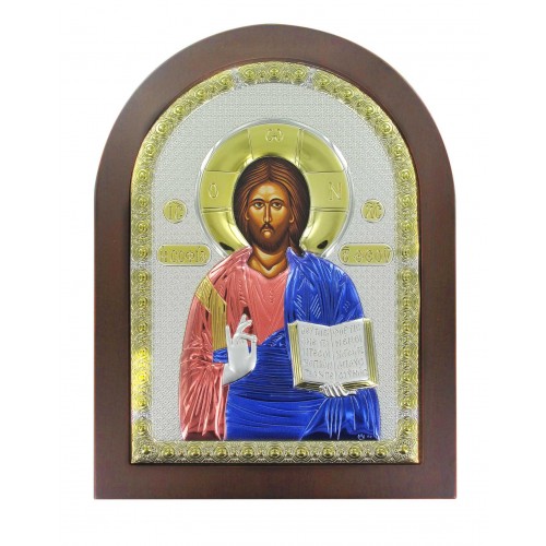 Icona Legno Arco con Riza Argento 20x26 cm