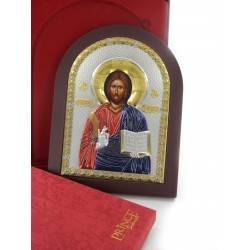 Icona Legno Arco con Riza Argento 20x26 cm