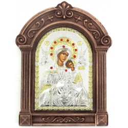 Icona Legno Arco con Riza Argento 24x18.5 cm