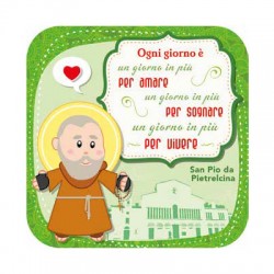 Quadretto Legno Colorato Padre Pio 10x10 cm