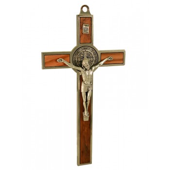 Croce di San Benedetto in Legno e Metallo 13.5 cm