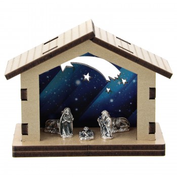 NATALE - Capanna Casetta Legno Sfondo Blu