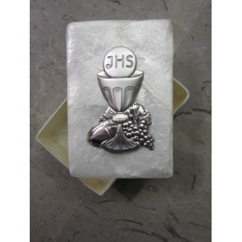 COMUNIONE - Box Portarosario Madreperla e Argento Calice