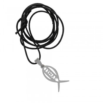 CIONDOLO Collana Pesce Jesus in Acciaio 2