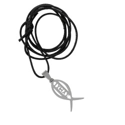 CIONDOLO Collana Pesce Jesus in Acciaio