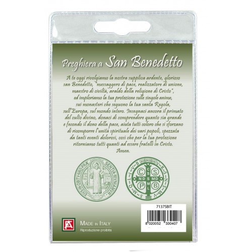 CIONDOLO Collana Medaglia San Benedetto in Blister