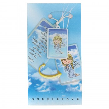 CIONDOLO Collana Angelo di Dio Resinato Azzurro