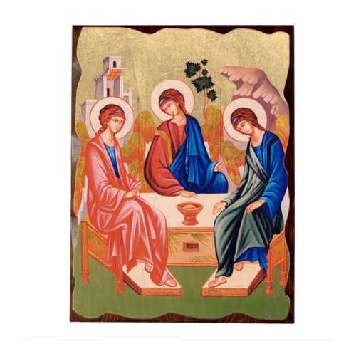 Icona Ortodossa in Legno Massello con Foglia Oro GRANDE 31X42 - Trinità di Rublev
