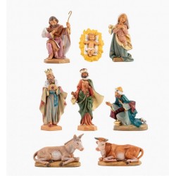 NATALE - Set 8 Statue Natività 17cm Fontanini Tinta Legno