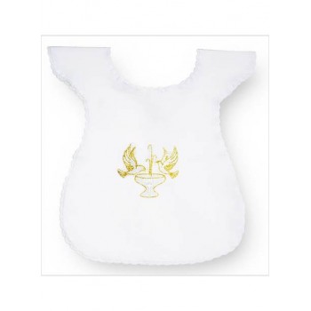 Vestina Battesimo Ricamo COLOMBE su Fonte Battesimale