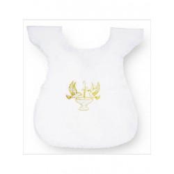 Vestina Battesimo Ricamo COLOMBE su Fonte Battesimale