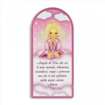 Quadretto bimbi con preghiera Angelo di Dio Rosa