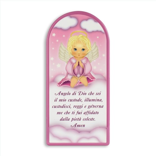 Quadretto bimbi con preghiera Angelo di Dio Rosa