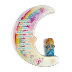 Quadretto Luna per cameretta con angioletto