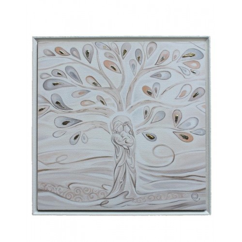 Quadro Albero della vita legno dipinto 37x37